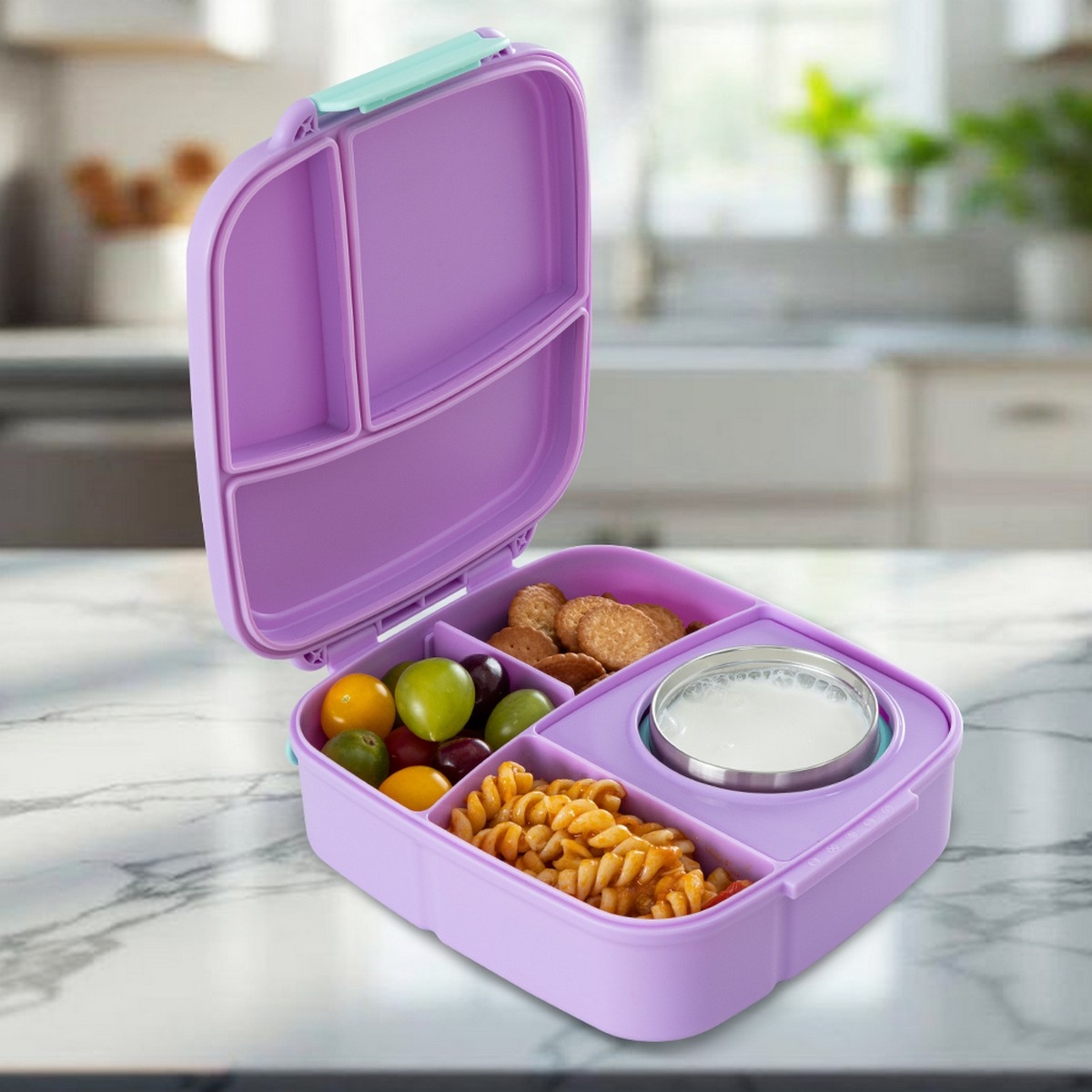 Hydrobrew Purple Mega Flex Bento Lunch Box with Insulated Food Jar & Double Wall Water Bottle