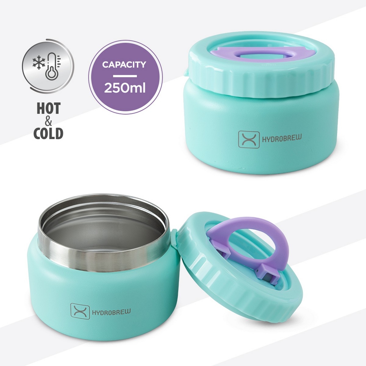 Hydrobrew Purple Mega Flex Bento Lunch Box with Insulated Food Jar & Double Wall Water Bottle