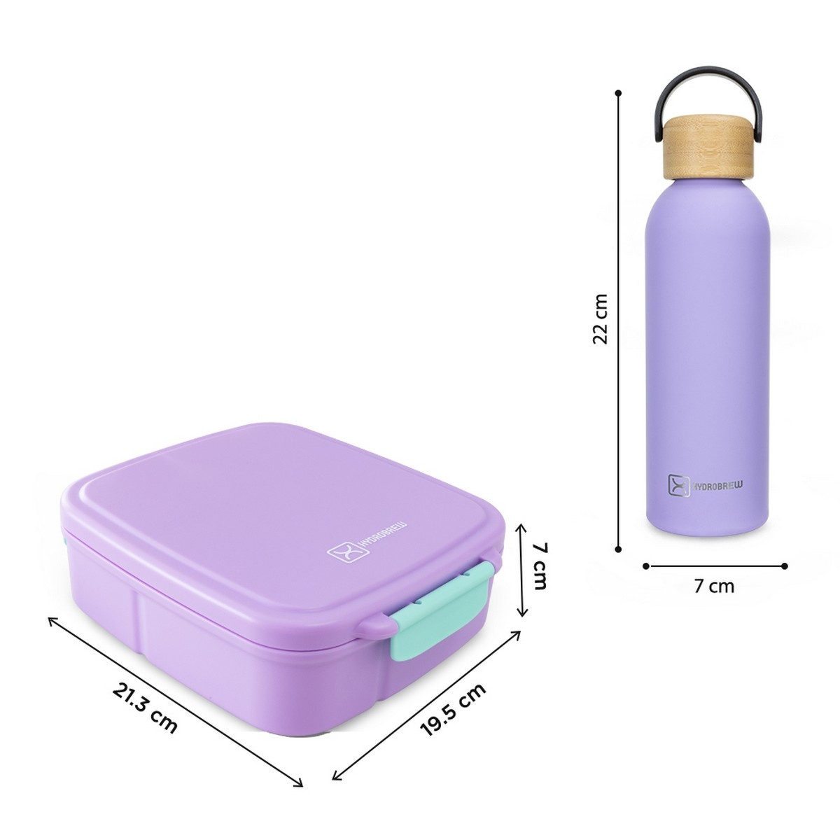 Hydrobrew Purple Mega Flex Bento Lunch Box with Insulated Food Jar & Double Wall Water Bottle