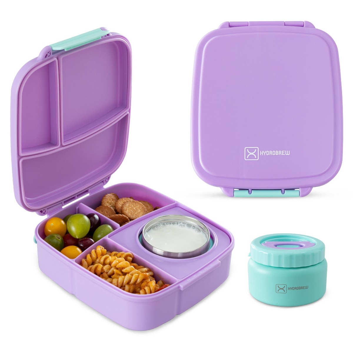 Hydrobrew Purple Mega Flex Bento Lunch Box with Insulated Food Jar & Double Wall Water Bottle