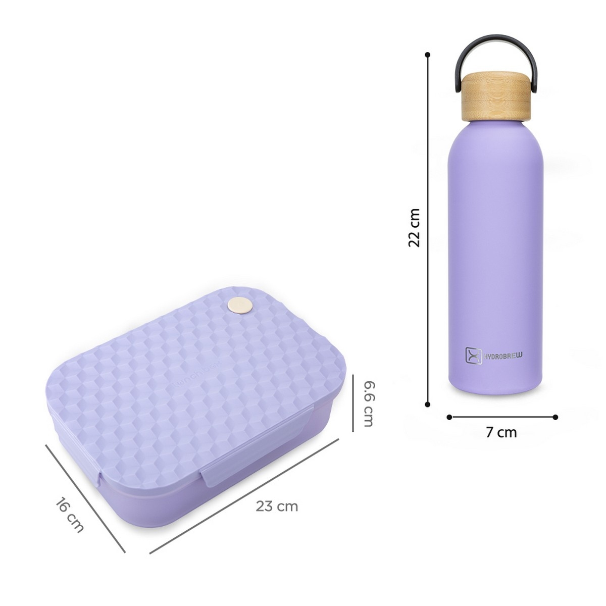 Hydrobrew Purple Smart Serve Bento Lunch Box & Double Wall Stainless Steel Water Bottle Set