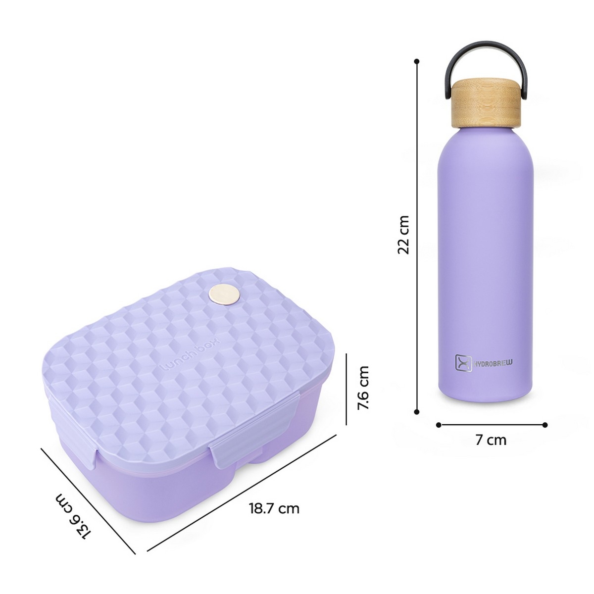 Hydrobrew Purple Smart Serve Bento Lunch Box & Double Wall Water Bottle Set