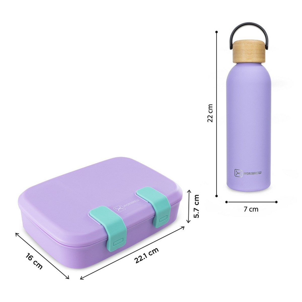Hydrobrew Purple Steel Core Stainless Steel Lunch Box & Double Wall Water Bottle Set