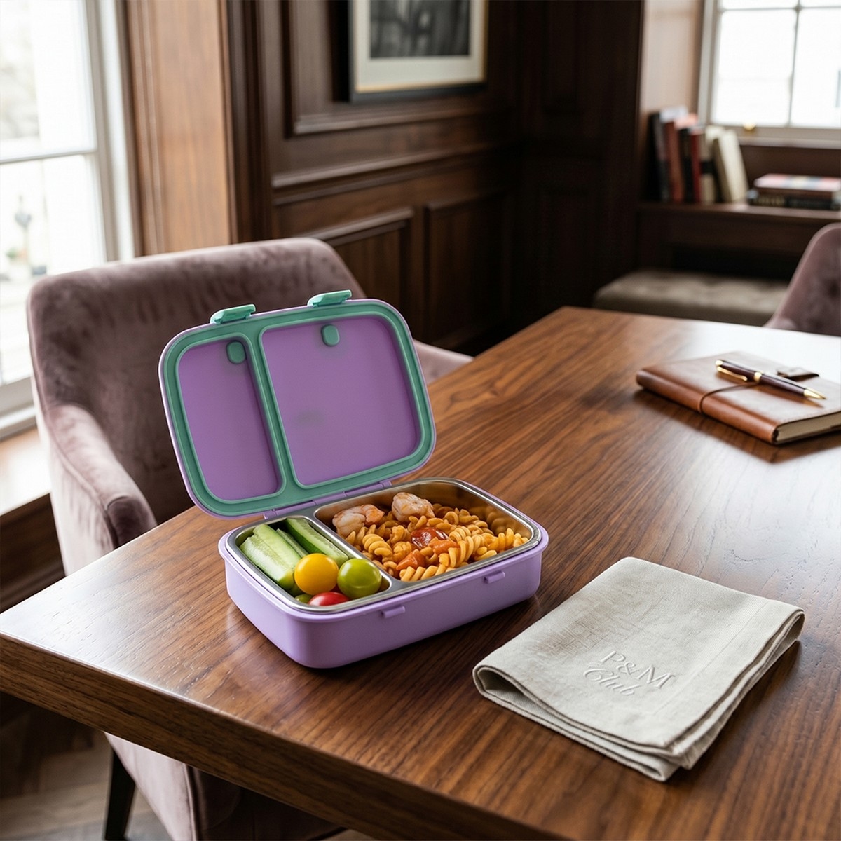 Hydrobrew Purple Steel Core Stainless Steel Lunch Box & Double Wall Water Bottle Set