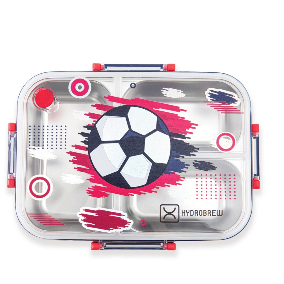 Hydrobrew Steel Core Champion 3 Compartment Lunch Box with Stainless Steel Cutlery Set