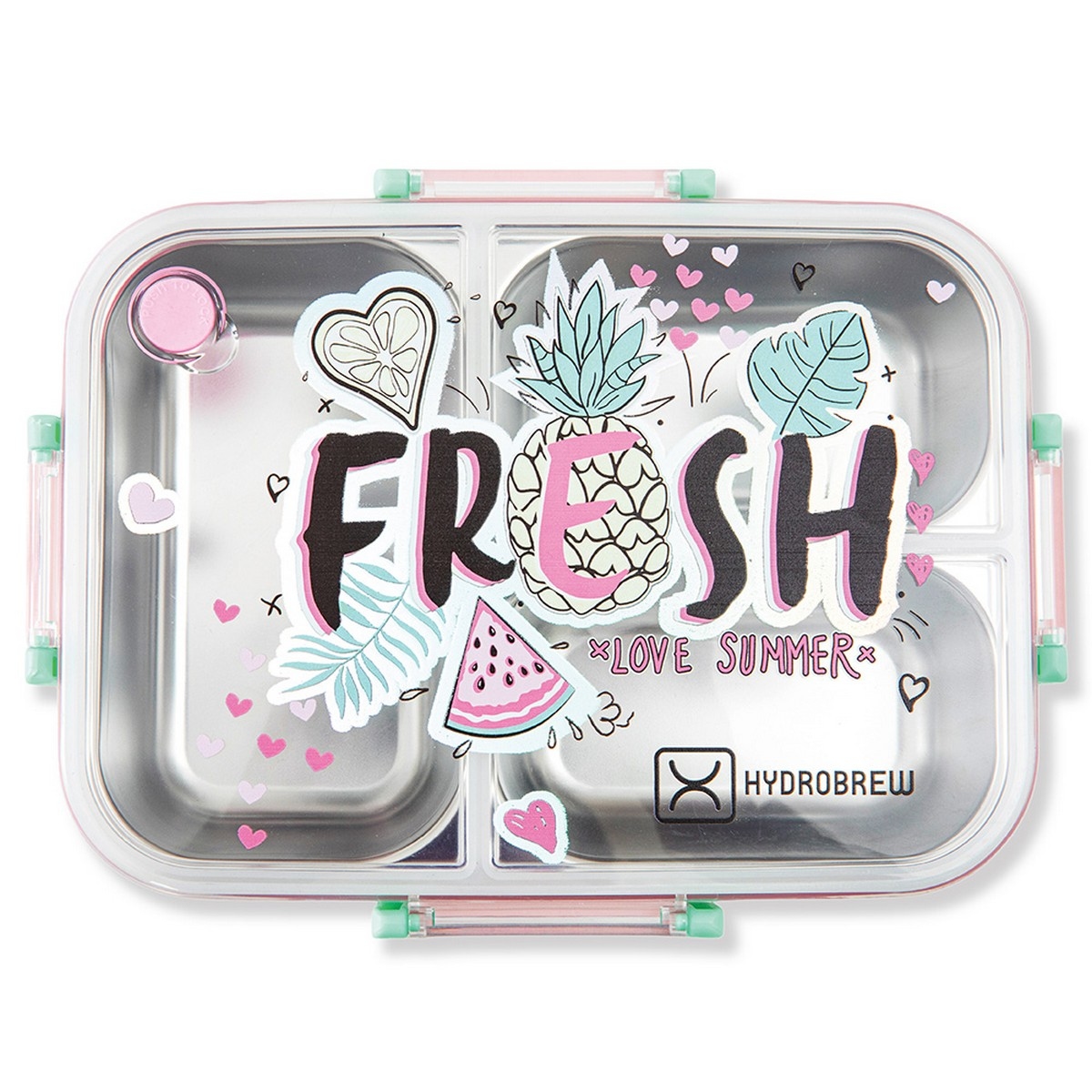 Hydrobrew Steel Core Fresh 3 Compartment Lunch Box with Stainless Steel Cutlery Set