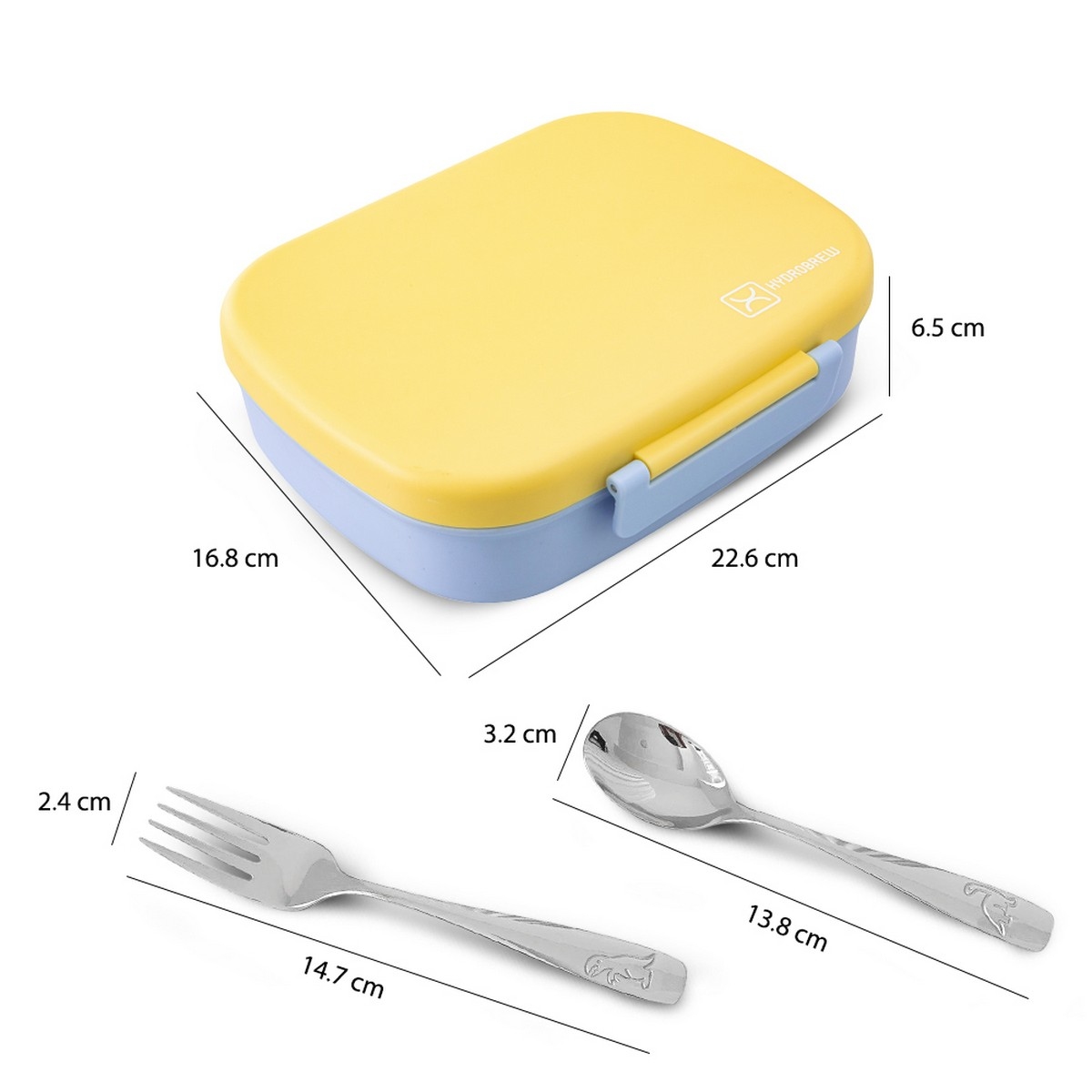Hydrobrew Sunny Sky Smart Serve Bento Lunch Box with Stainless Steel Cutlery Set