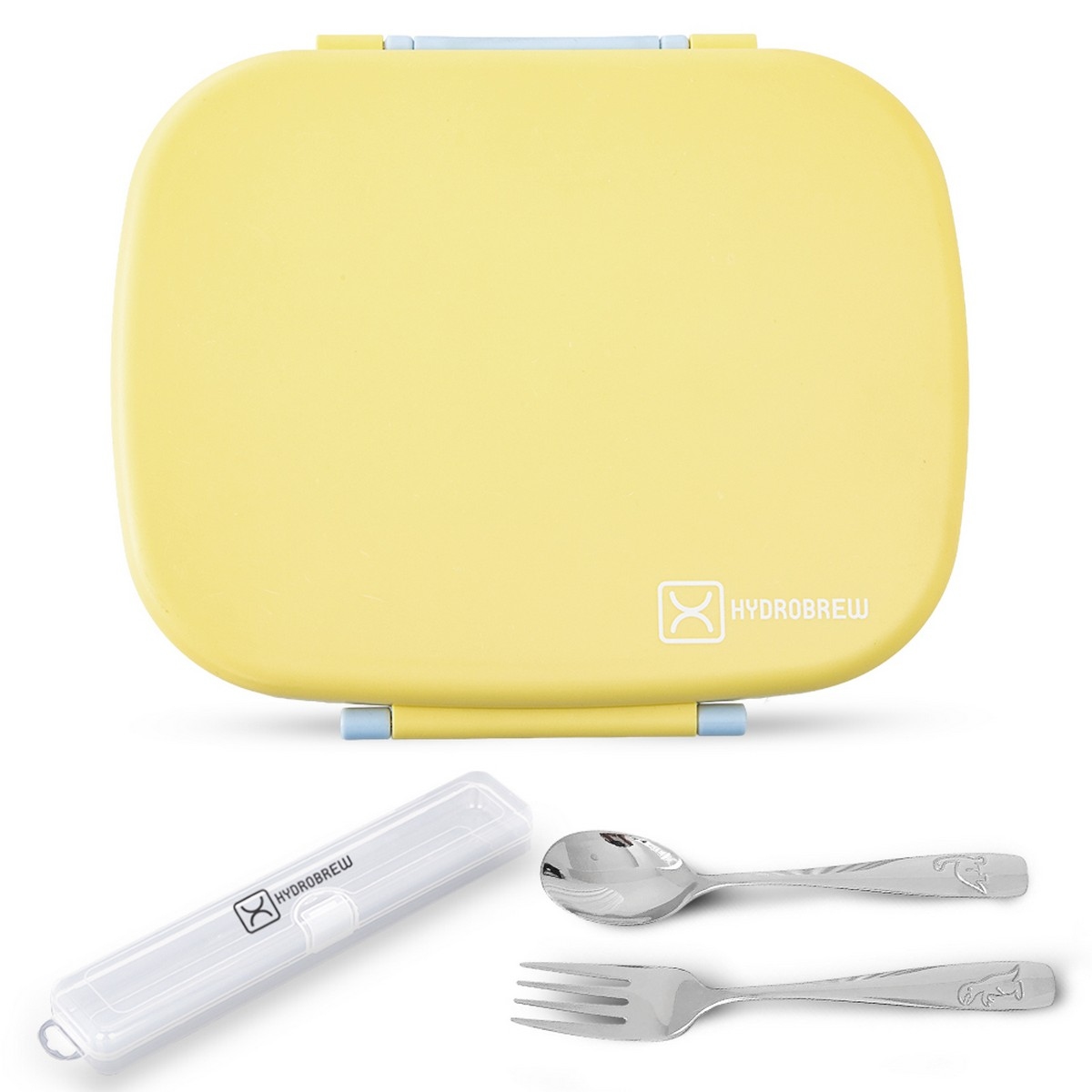 Hydrobrew Sunny Sky Smart Serve Bento Lunch Box with Stainless Steel Cutlery Set