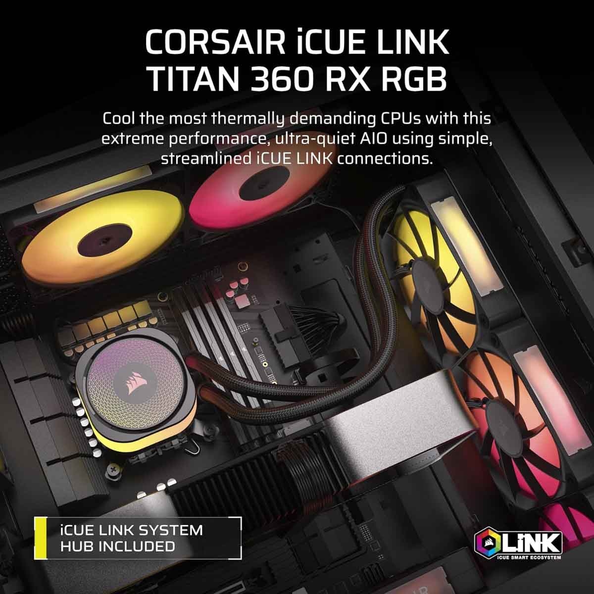 Corsair Black iCUE Link Titan 360RX RGB Liquid CPU Cooler