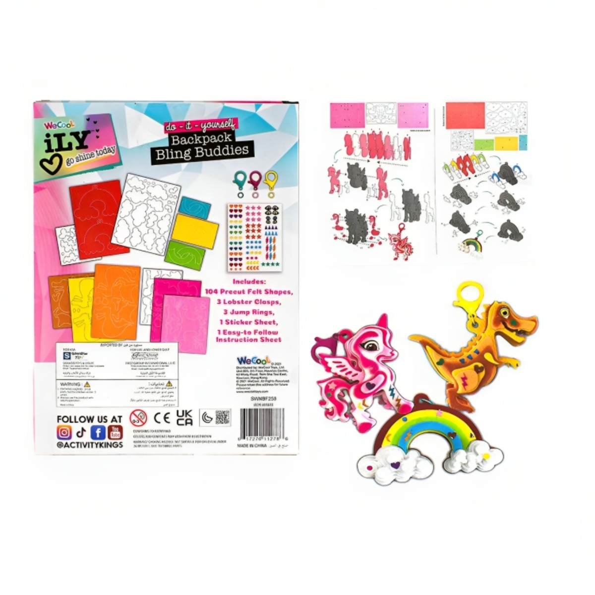 Activity Kings DIY Backpack Buddies Keychains Unisex, 3-4 Years