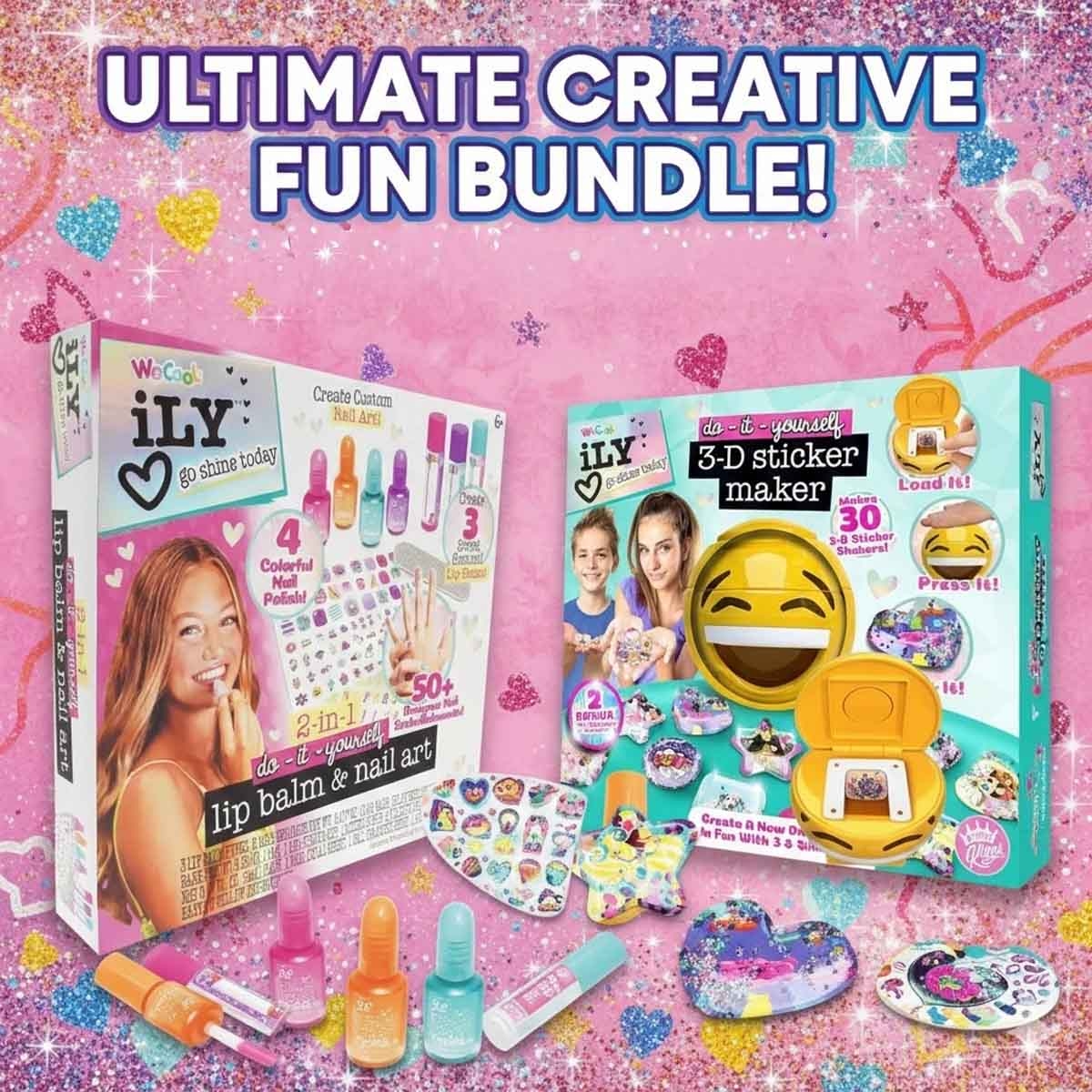 Ily Do-It-Yourself 3D Sticker Maker & 2-In-1 Beauty Set Bundle Girls, 5-7 Years