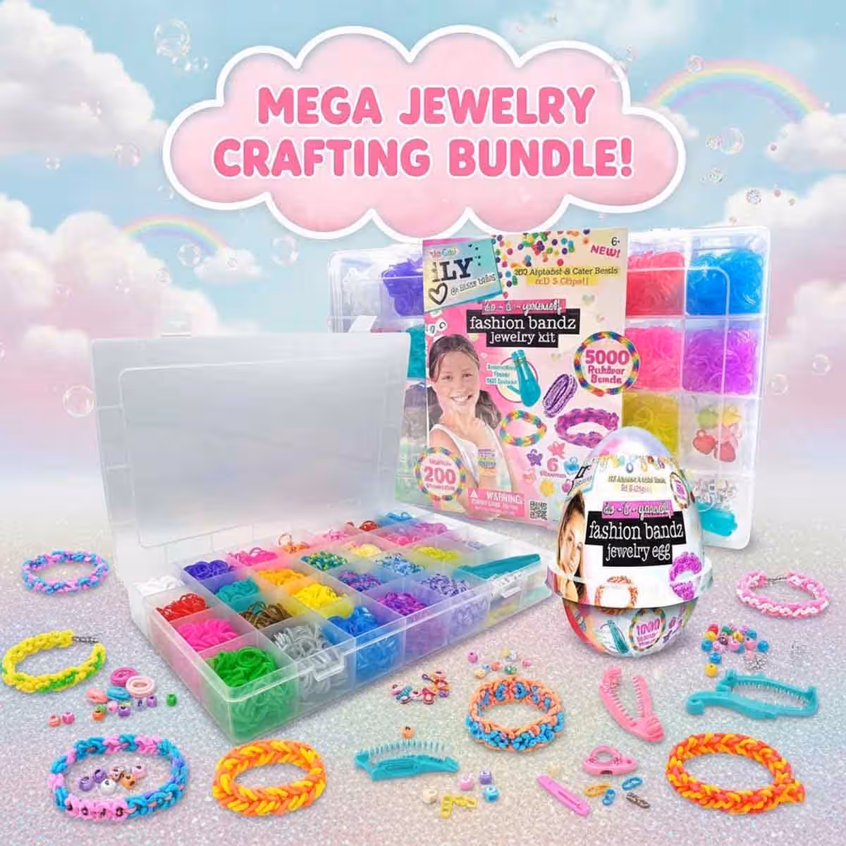 Ily Fashion Bandz Jewelry Egg & Bracelet Making Kit Bundle Pack Girls, 5-7 Years