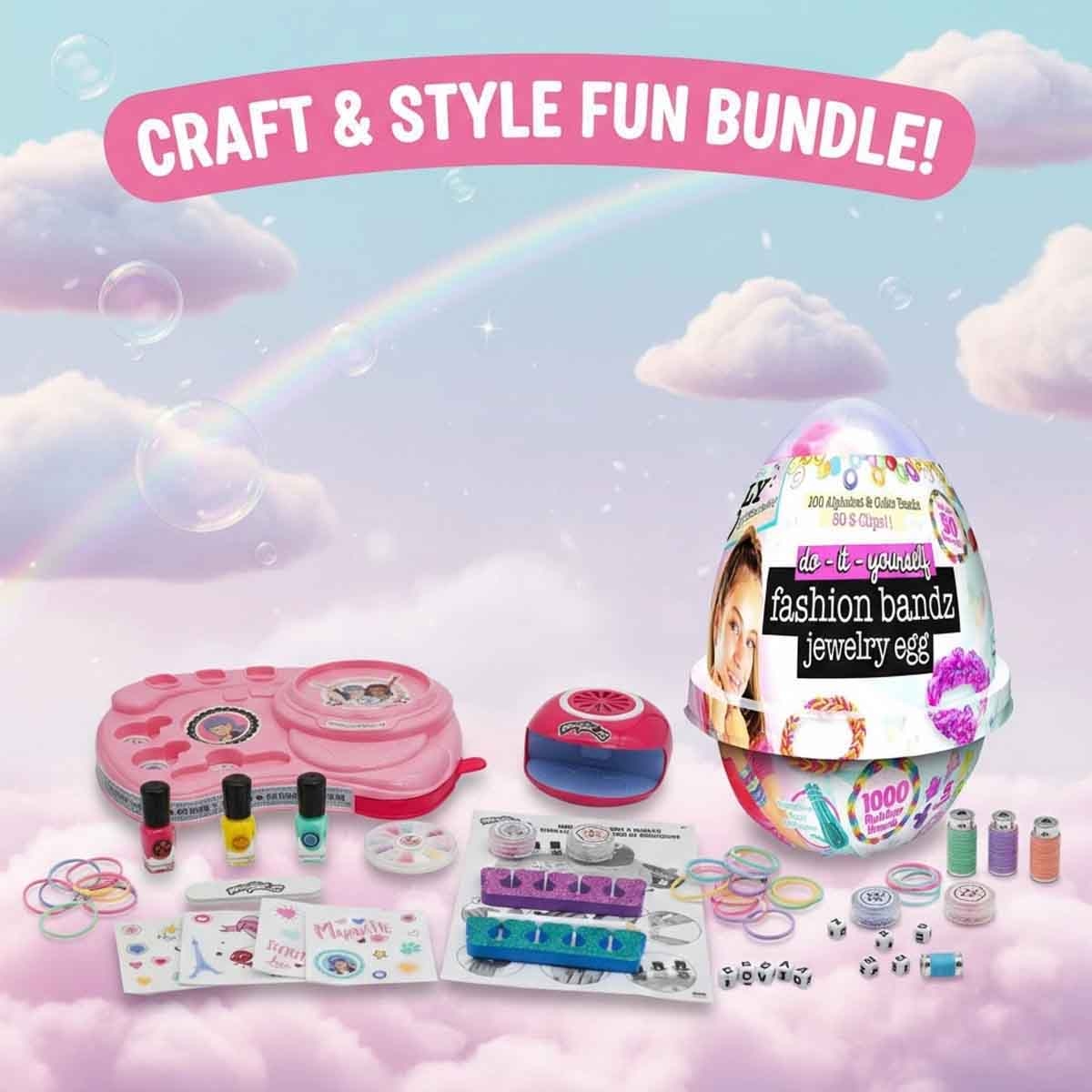 Ily Fashion Bandz Jewelry Egg & Miraculous Manicure Bundle Pack Girls, 5-7 Years