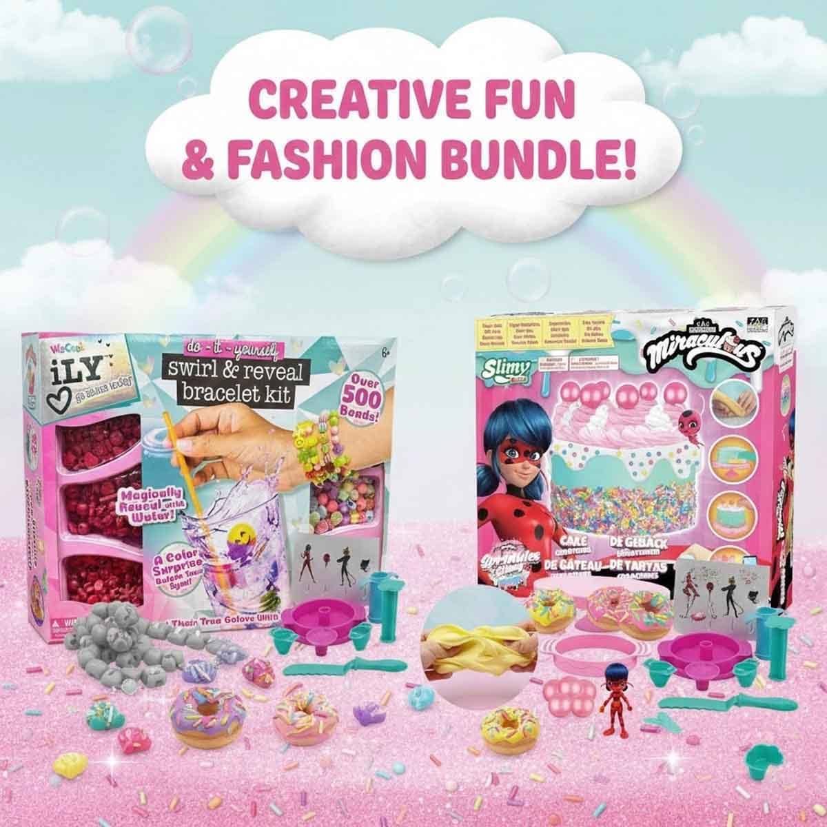 Ily Swirl & Reveal Bracelets & Miraculous Birthday Cake Slime Kit Bundle Pack Girls, 5-7 Years