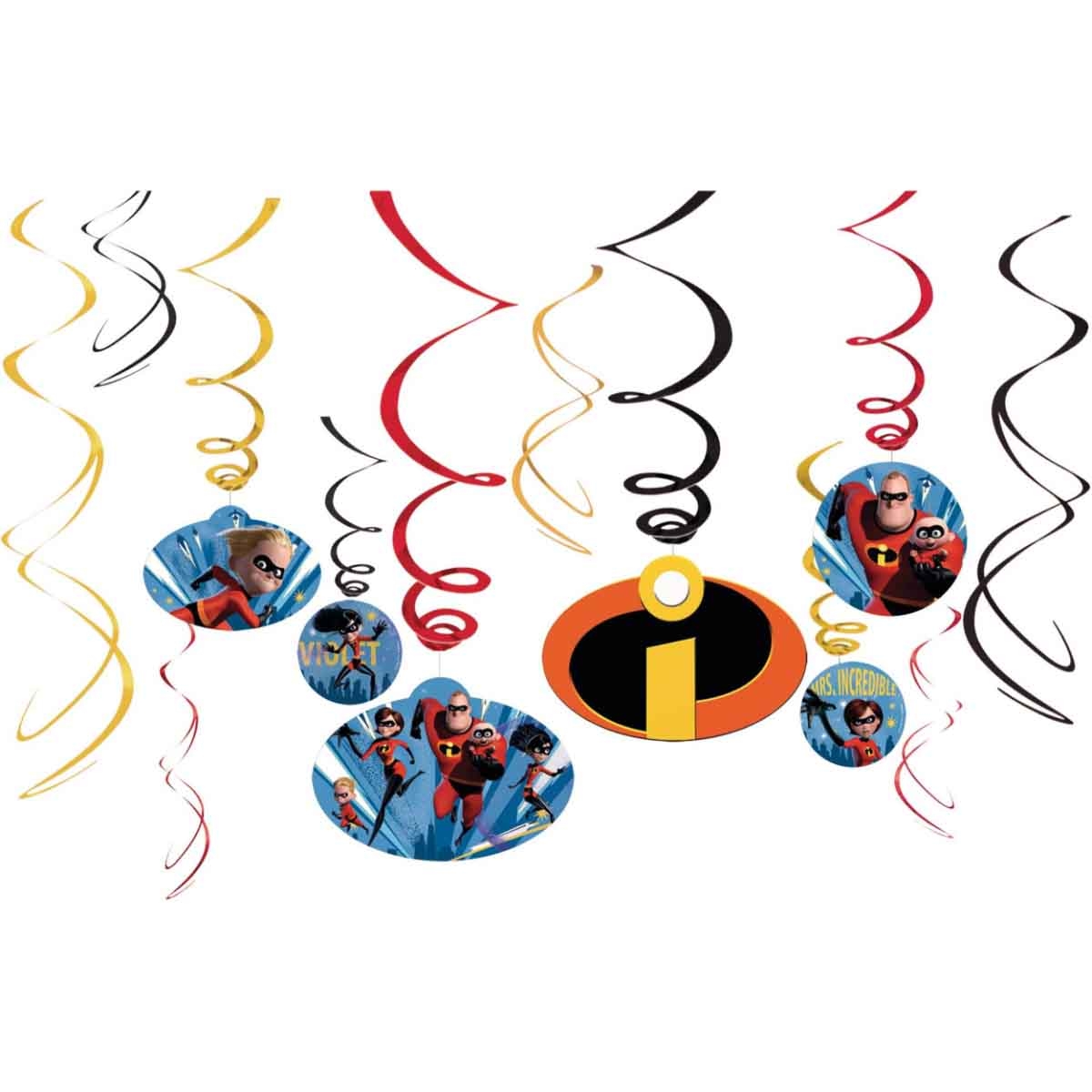 Disney Incredibles 2 12-Piece Swirl Decoration Value Pack