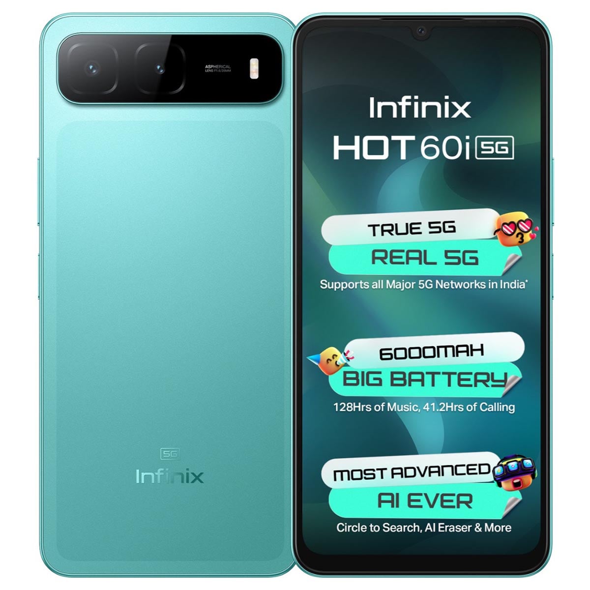 Infinix Hot 60i 5G Android Smartphone (8GB + 256GB), KSA Version - Monsoon Green