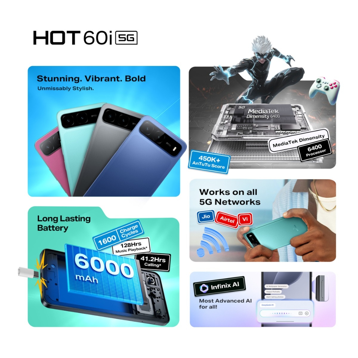 إنفينيكس Hot 60i جوال بتقنية 5G بنظام أندرويد