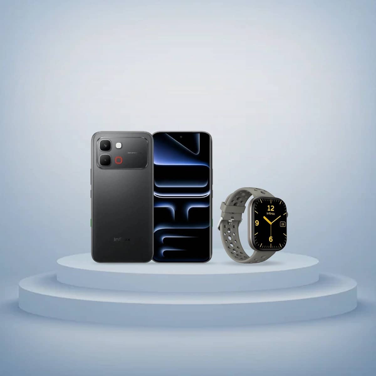 إنفينيكس Note Edge، جوال بتقنية 5G بنظام أندرويد (8GB + 256GB)، إصدار السعودية - أسود ظلي مع باقة ساعة H4 الذكية