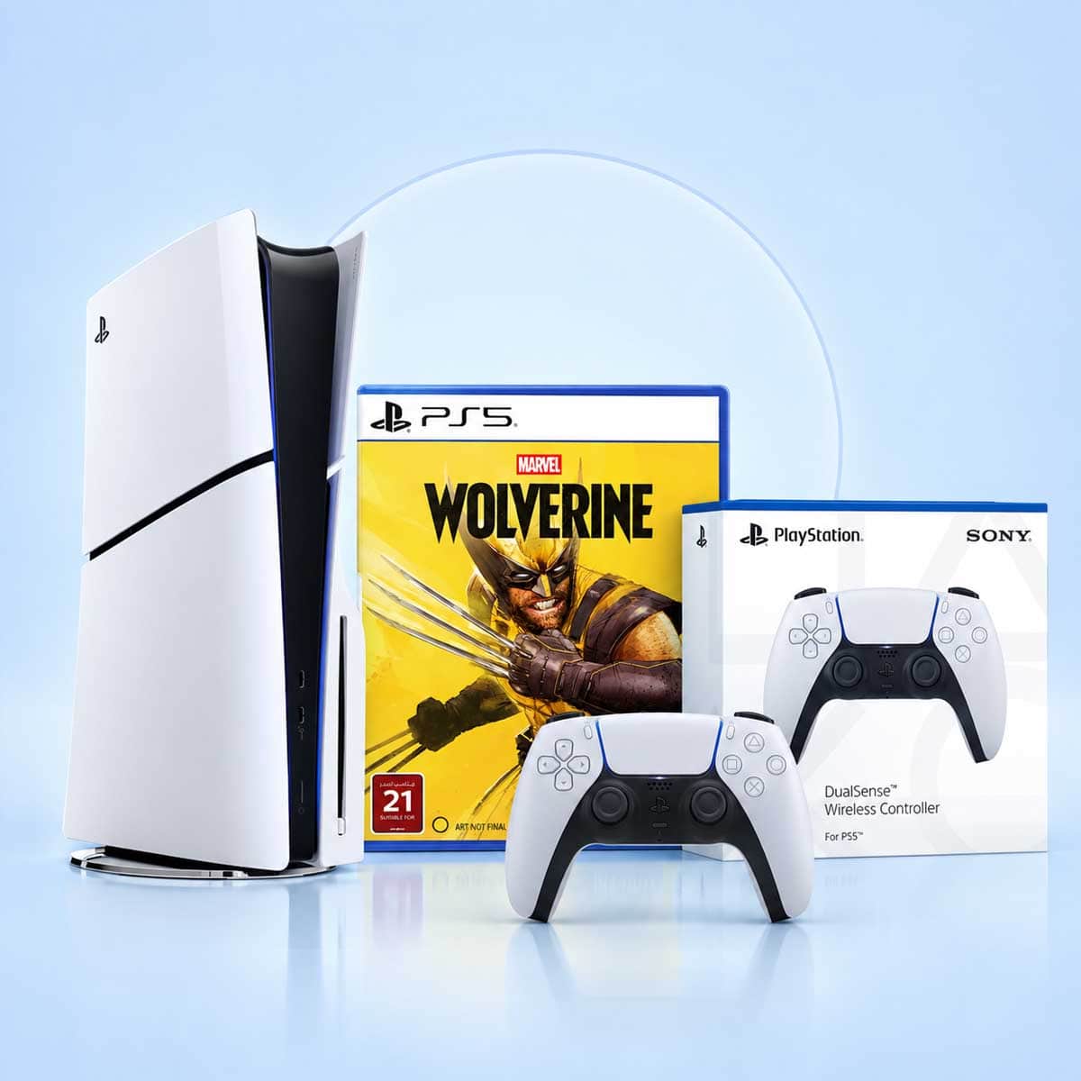 Sony PS5 Blu-Ray Disc 1TB - Official KSA Version + Insomniac Games Marvel Wolverine Video Game + DualSense Wireless Controller Bundle
