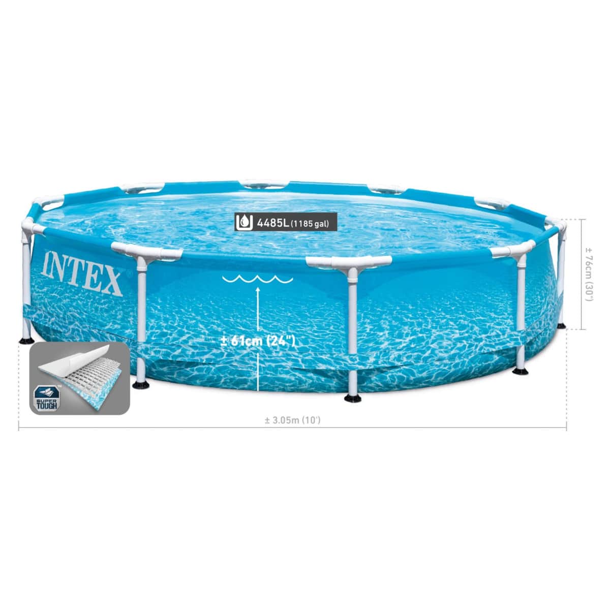 Intex 120" Beachside Metal Frame Above Ground Pool, 4485 Ltr, 4 Persons 5-7 Years