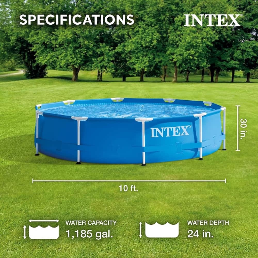 Intex 120" Round Metal Frame Pool, 4485 Ltr, 3 Persons Pump Included, 5-7 Years