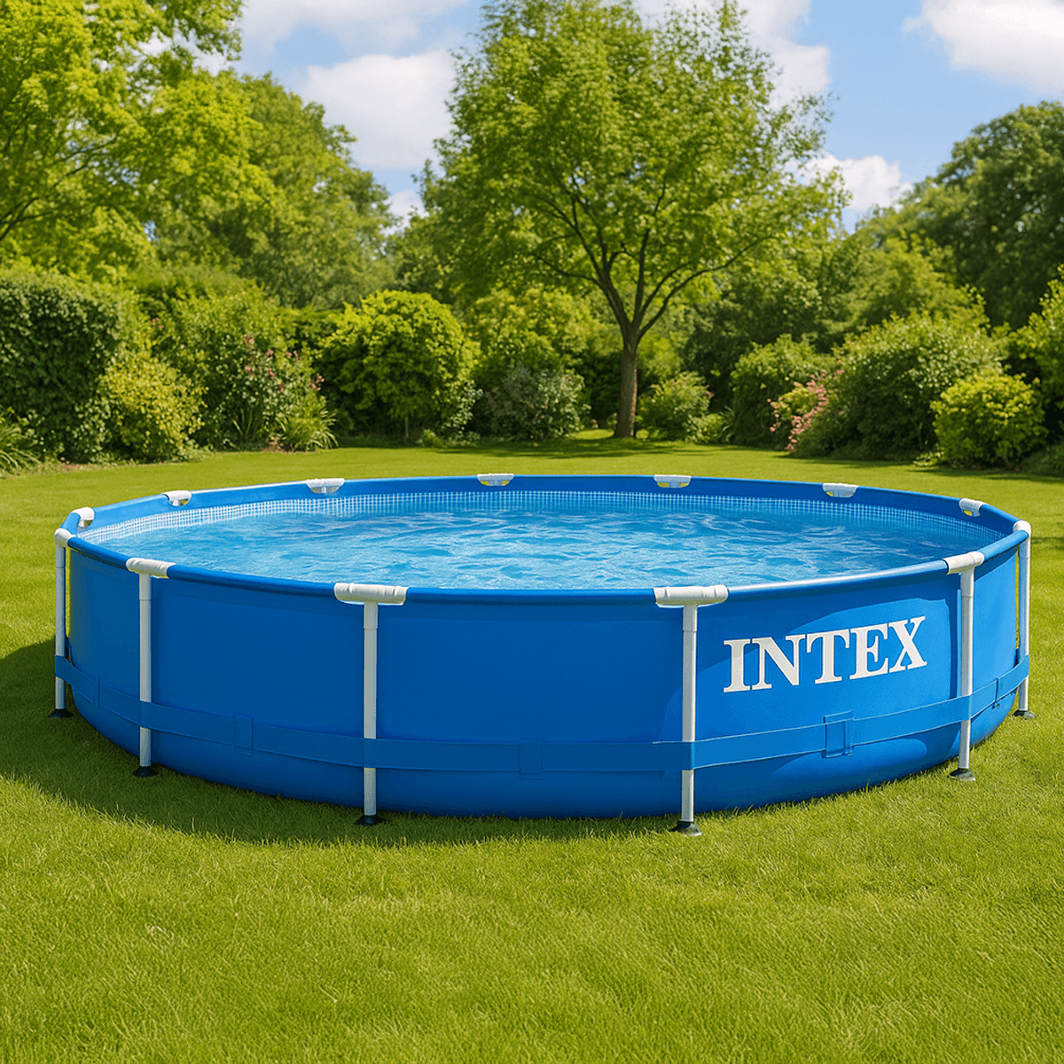 Intex 144" Round Metal Frame Pool, 6503 Ltr, 4 Persons 5-7 Years
