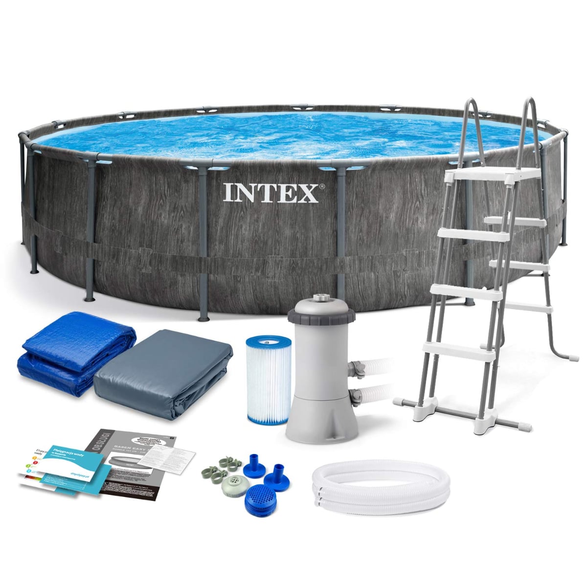Intex 180" Prism Frame Premium Pool Set, 16805 Ltr, 9-10 Persons Filter Pump Included, 5-7 Years
