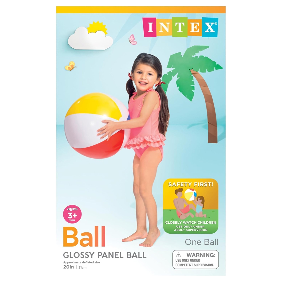 Intex 20" Glossy Panel Beach Ball Unisex, 3-4 Years