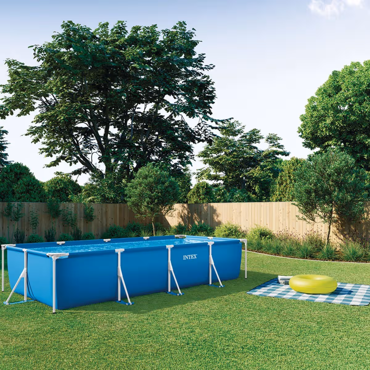 Intex 28274 Rectangular Frame Pool Set, 7127 Ltr, 4-5 Persons Pump Included, 5-7 Years
