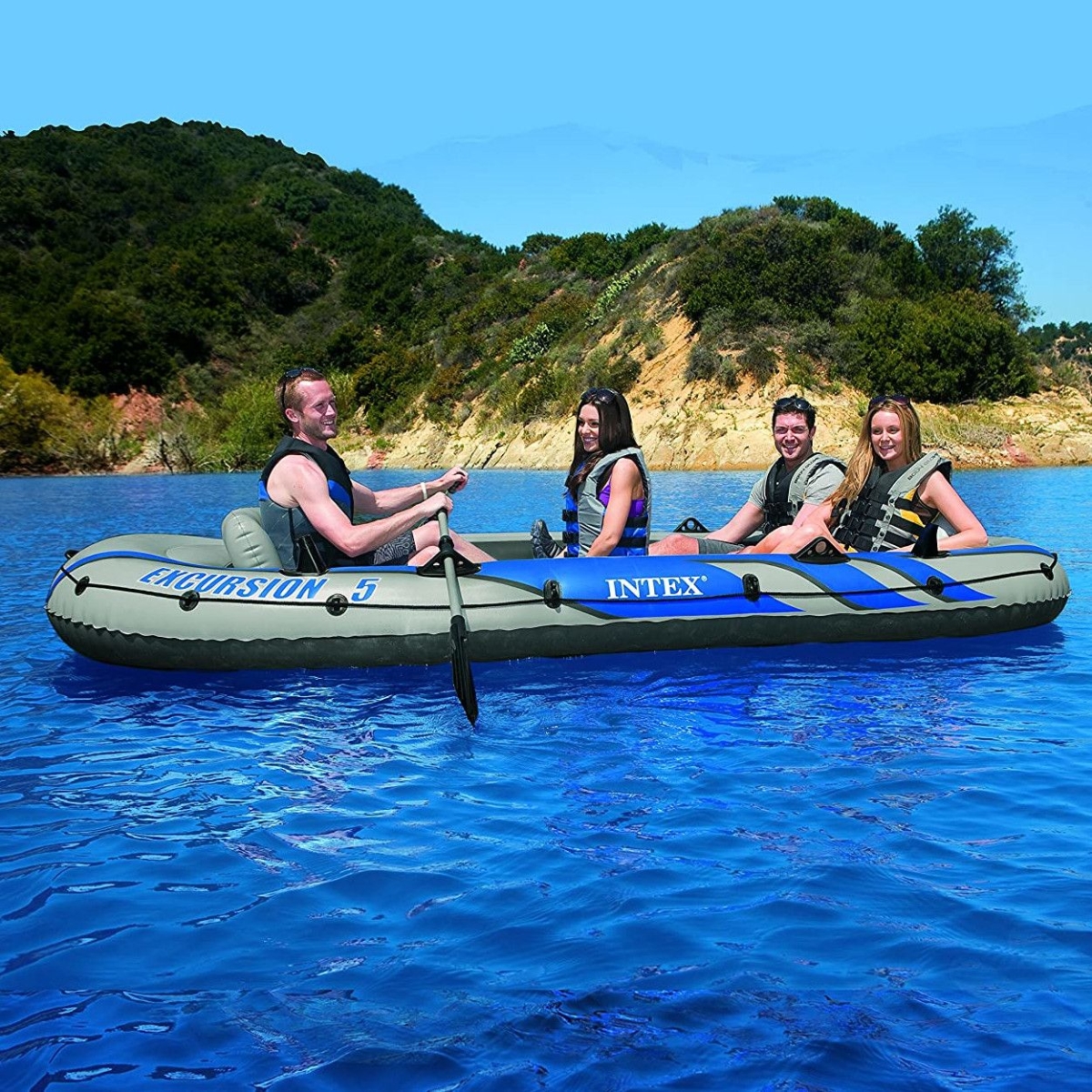 Intex Excursion 5 Inflatable Boat Set Unisex