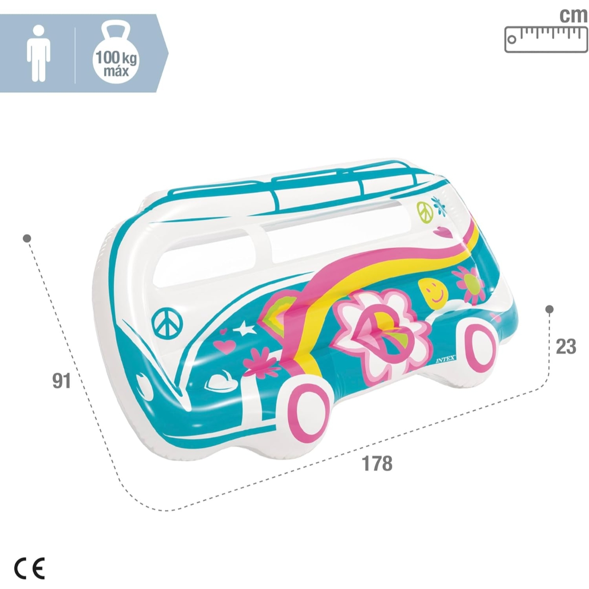 إنتكس عوامة مسبح بتصميم شاحنة جرافي للجنسين، من 8 إلى 10 سنوات