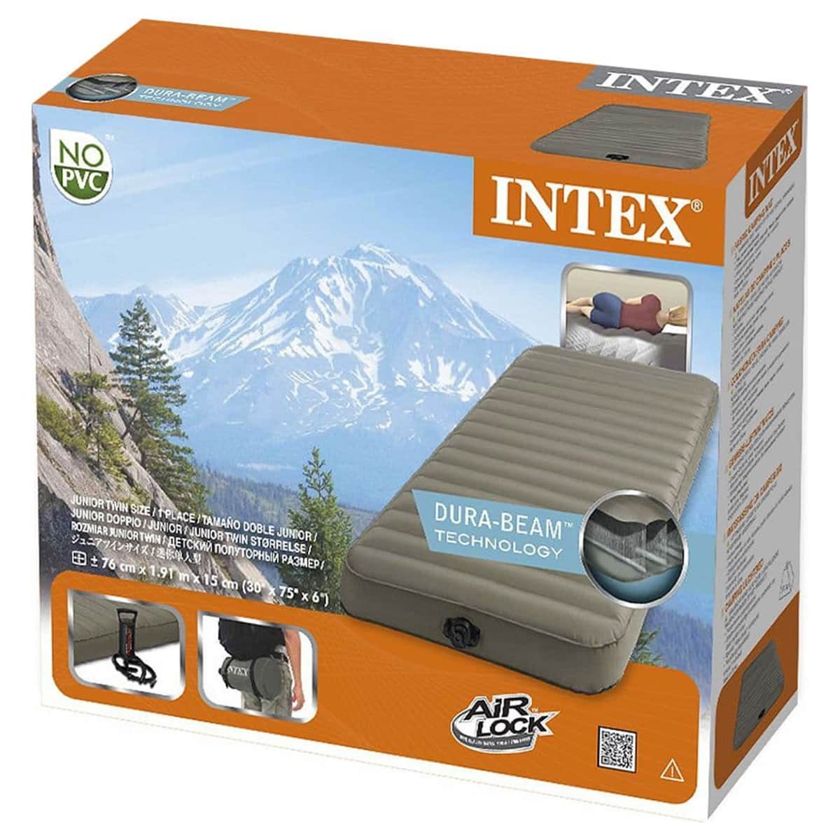 Intex Jr. Twin Roll 'N Go Airbed with Hand Pump Unisex