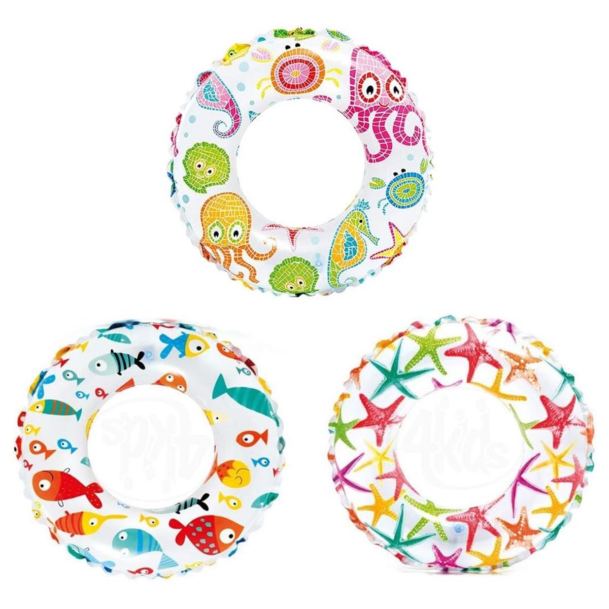 إنتكس عجلة سباحة قابلة للنفخ بطبعات مبهجة – تصميمات متنوعة – للأطفال من عمر 3 إلى 4 سنوات – للجنسين