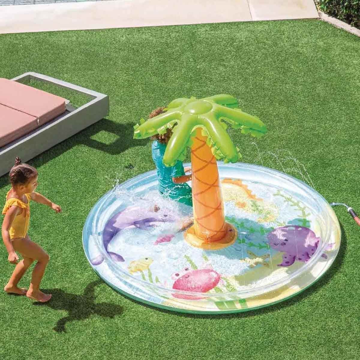 Intex Palm Tree Spray Kiddie Pool, 166 Ltr, 2 Persons, 3-4 Years
