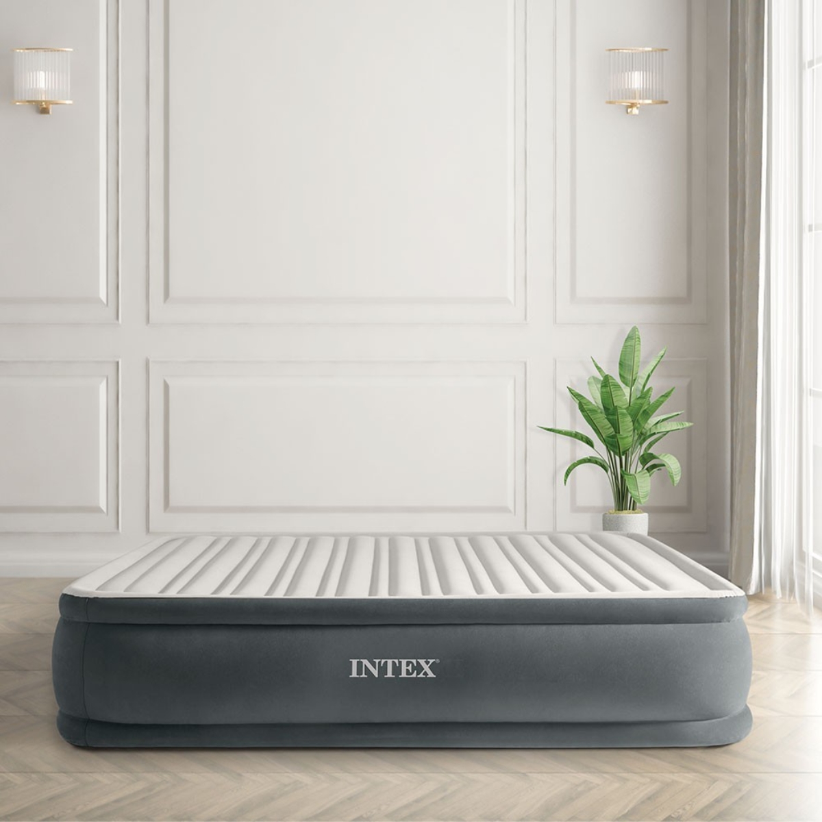 إنتكس سرير هوائي كوين بارتفاع فاخر ومضخة مدمجة للجنسين