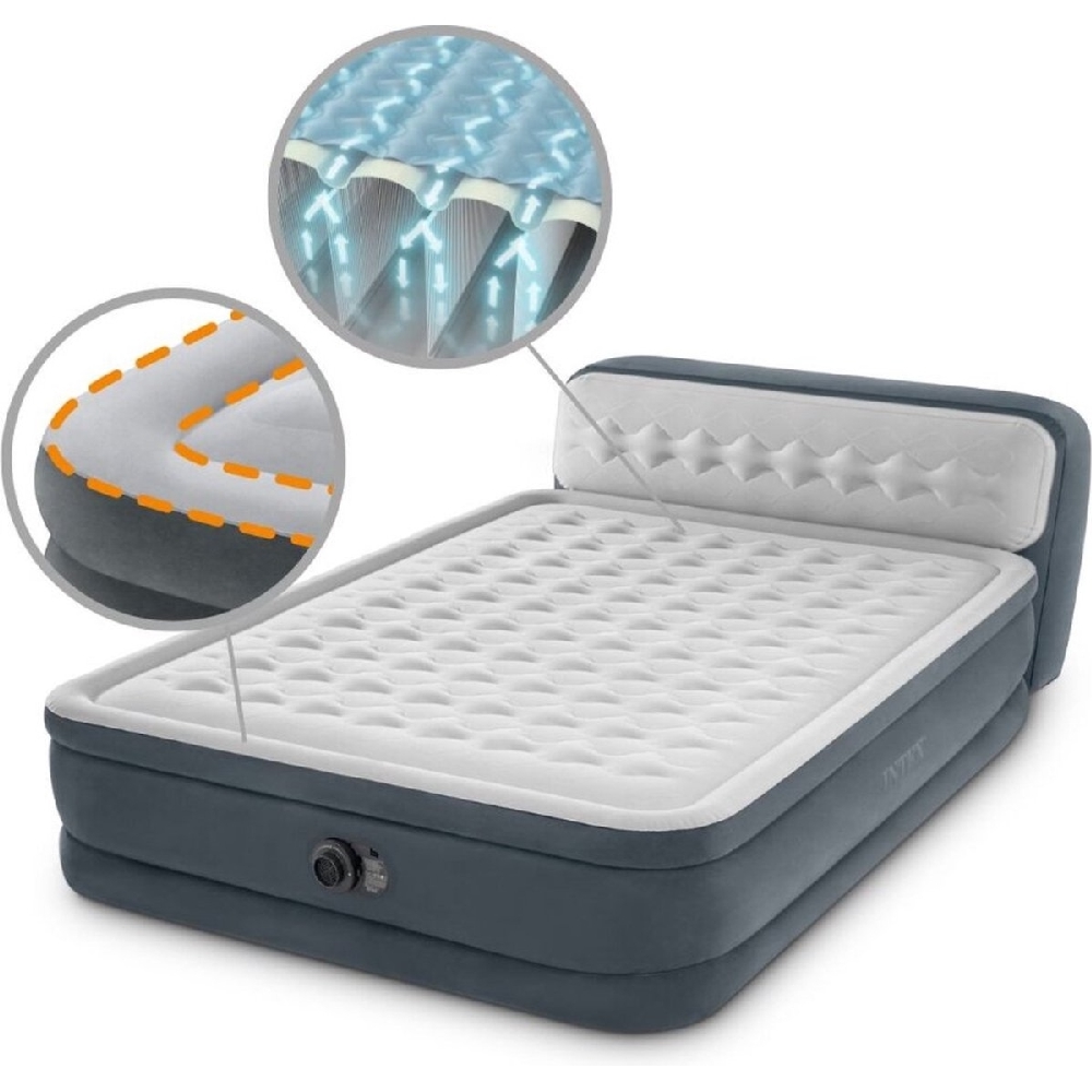 Intex Queen Dura-Beam Headboard Airbed with Built-in Pump Unisex