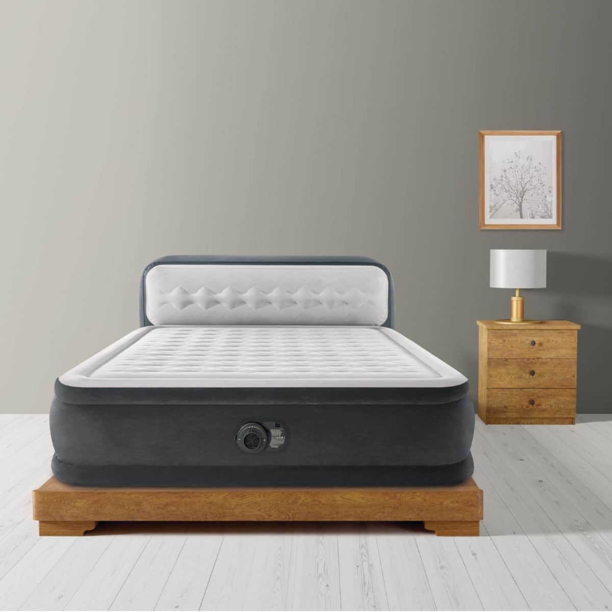 Intex Queen Dura-Beam Headboard Airbed with Built-in Pump Unisex