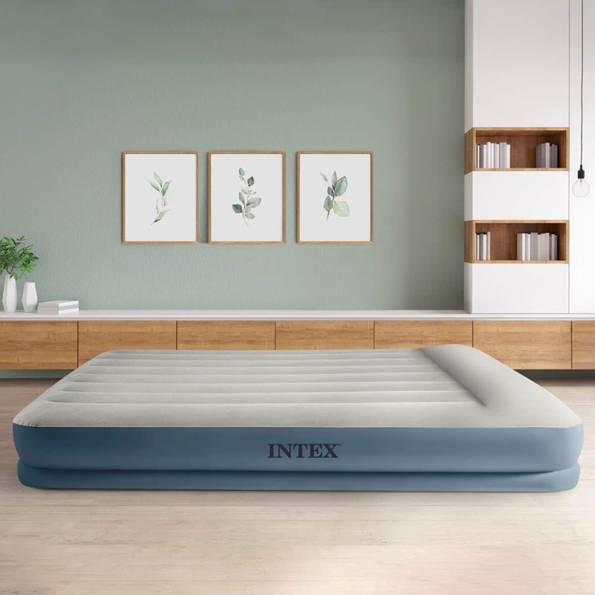 Intex Queen Pillow Rest Mid-Rise Airbed with Built-in Pump Unisex
