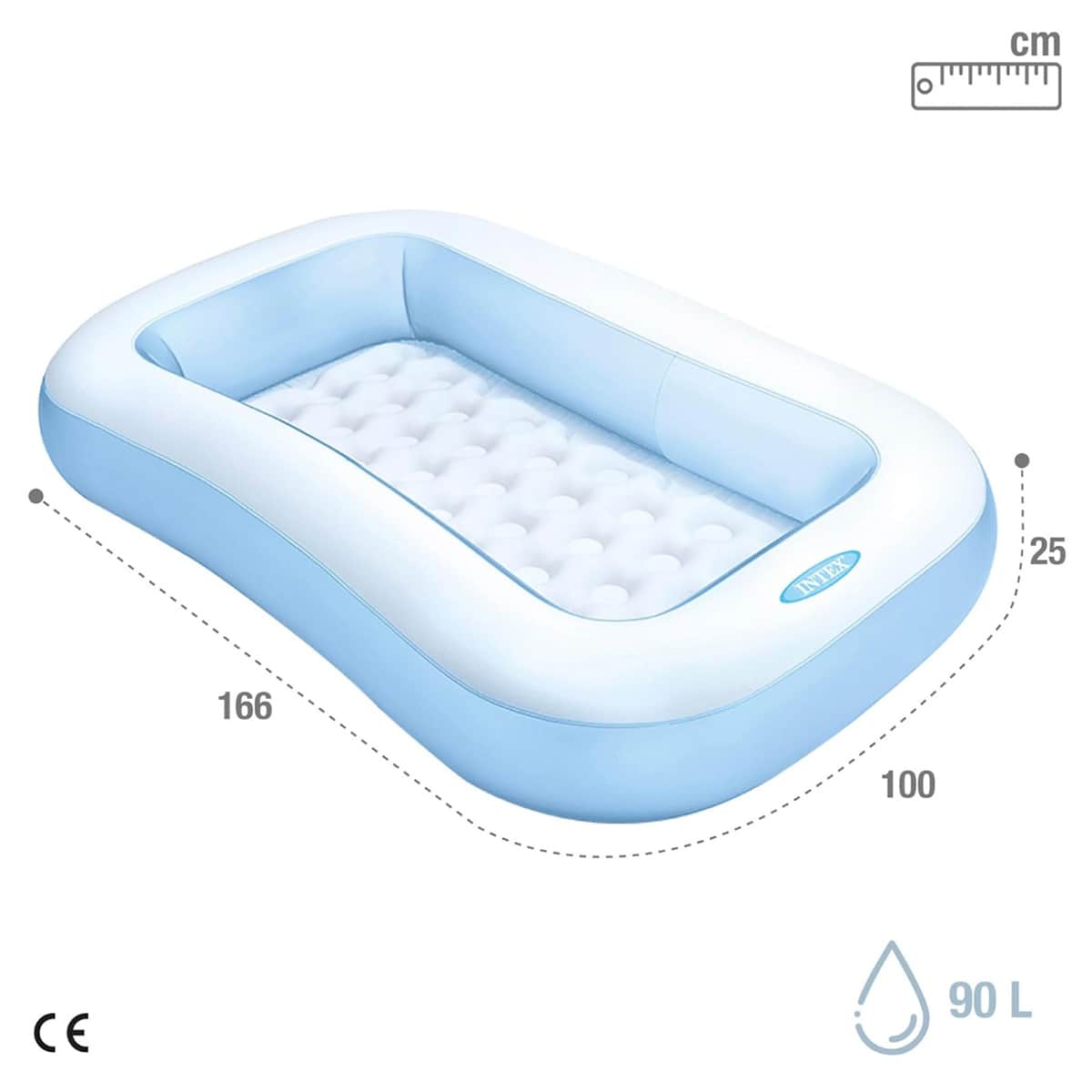 Intex Rectangular Inflatable Kids Pool, 102 Ltr, 3-4 Years