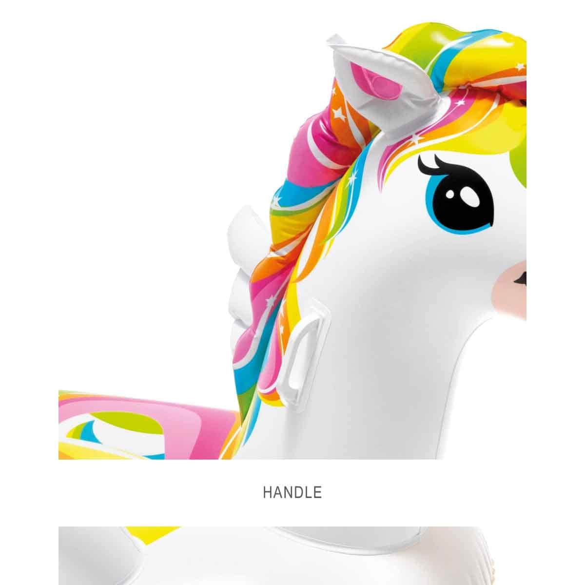 Intex Ride-On Unicorn Pool Float with Double Quick III Hand Pump Bundle Unisex, 13+ Years