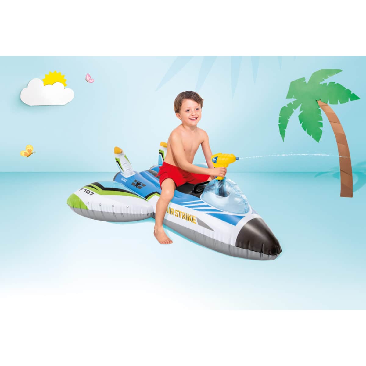 Intex Ride-On Assorted Water Gun Plane Pool Float Unisex, 3-4 Years