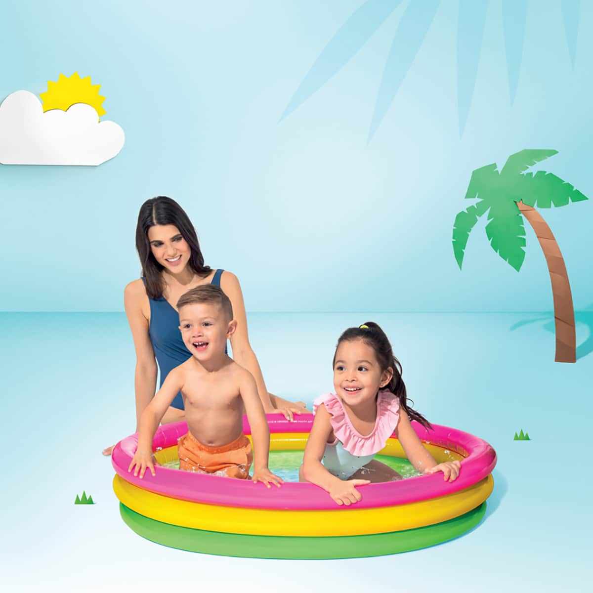 Intex Sunset Glow Baby Pool, 131 Ltr, 1-2 Person, 3-4 Years