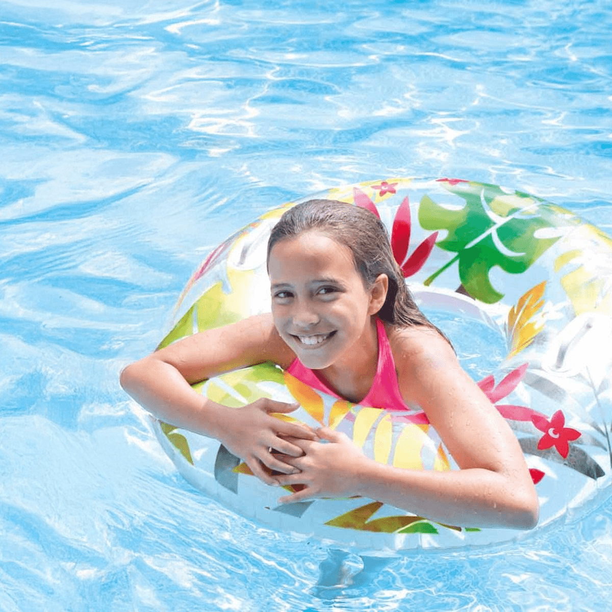 Intex Tropical Flower Transparent Tube Pool Float Unisex, 8-10 Years