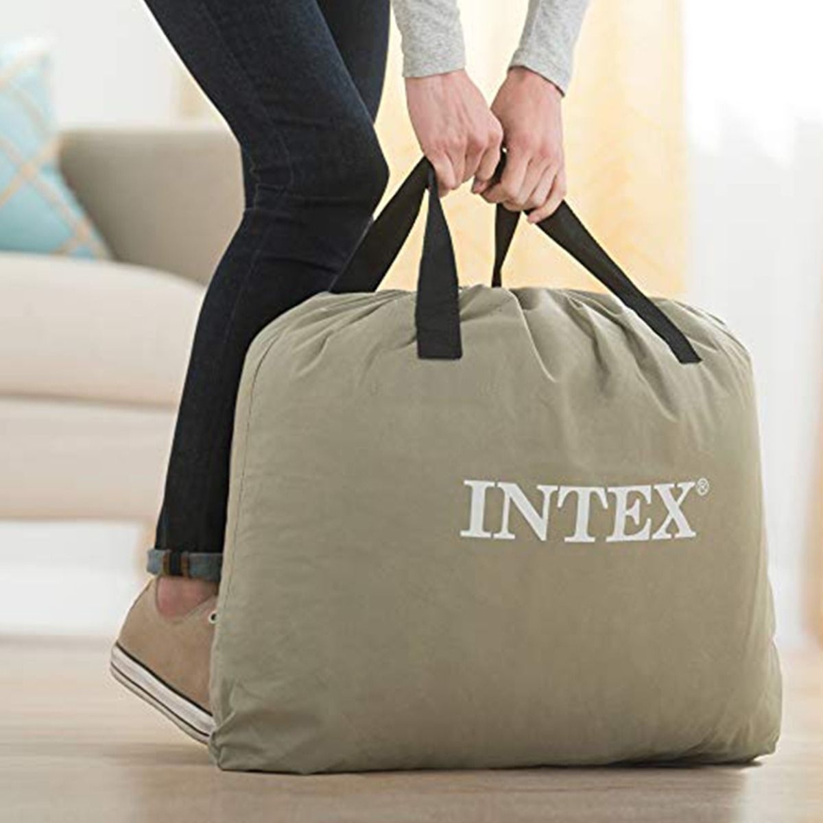 Intex Twin Comfort Elevated Airbed with FiberTech Unisex