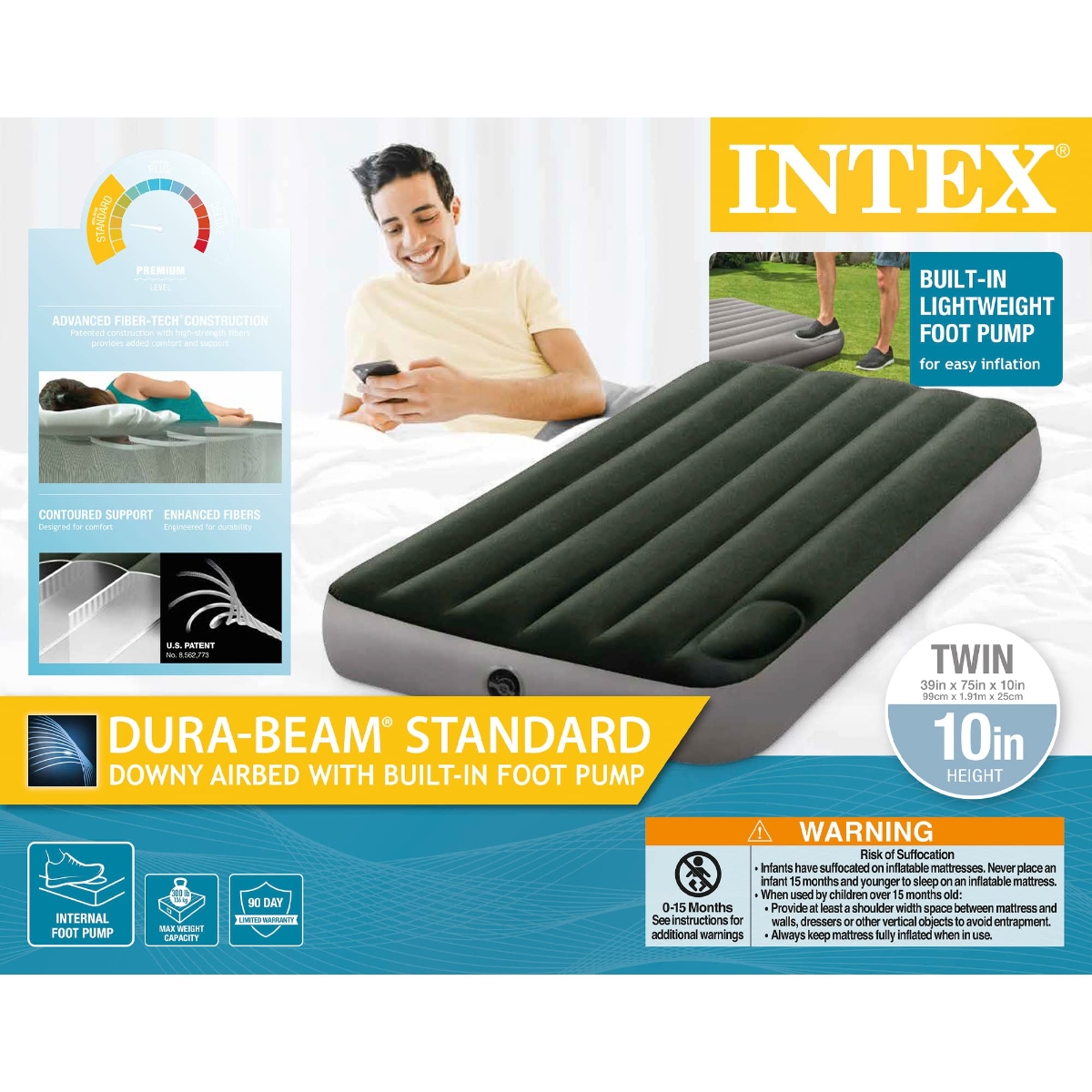 Intex Twin Dura-Beam Downy Airbed Unisex