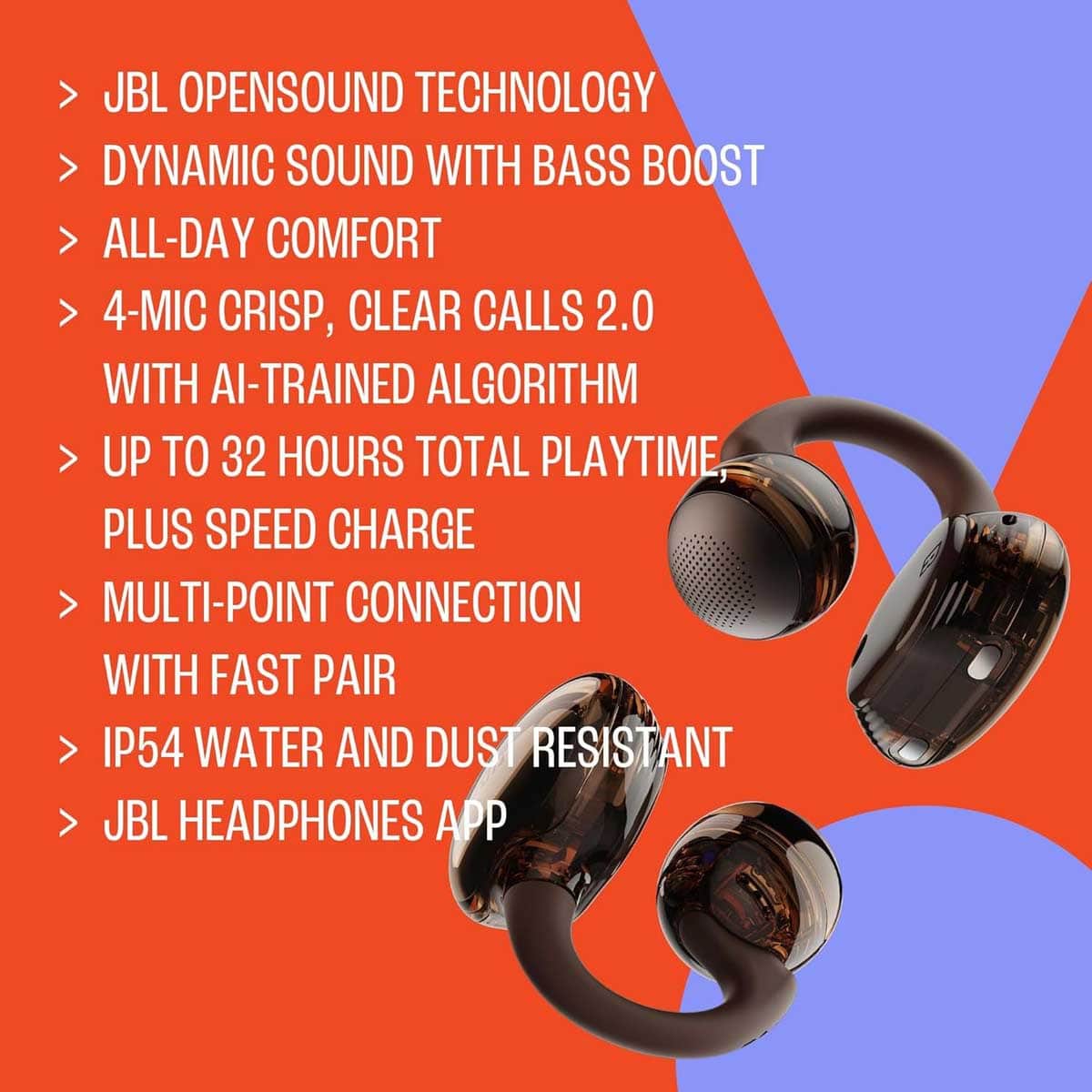 JBL Soundgear Clips Open Wireless Earbuds