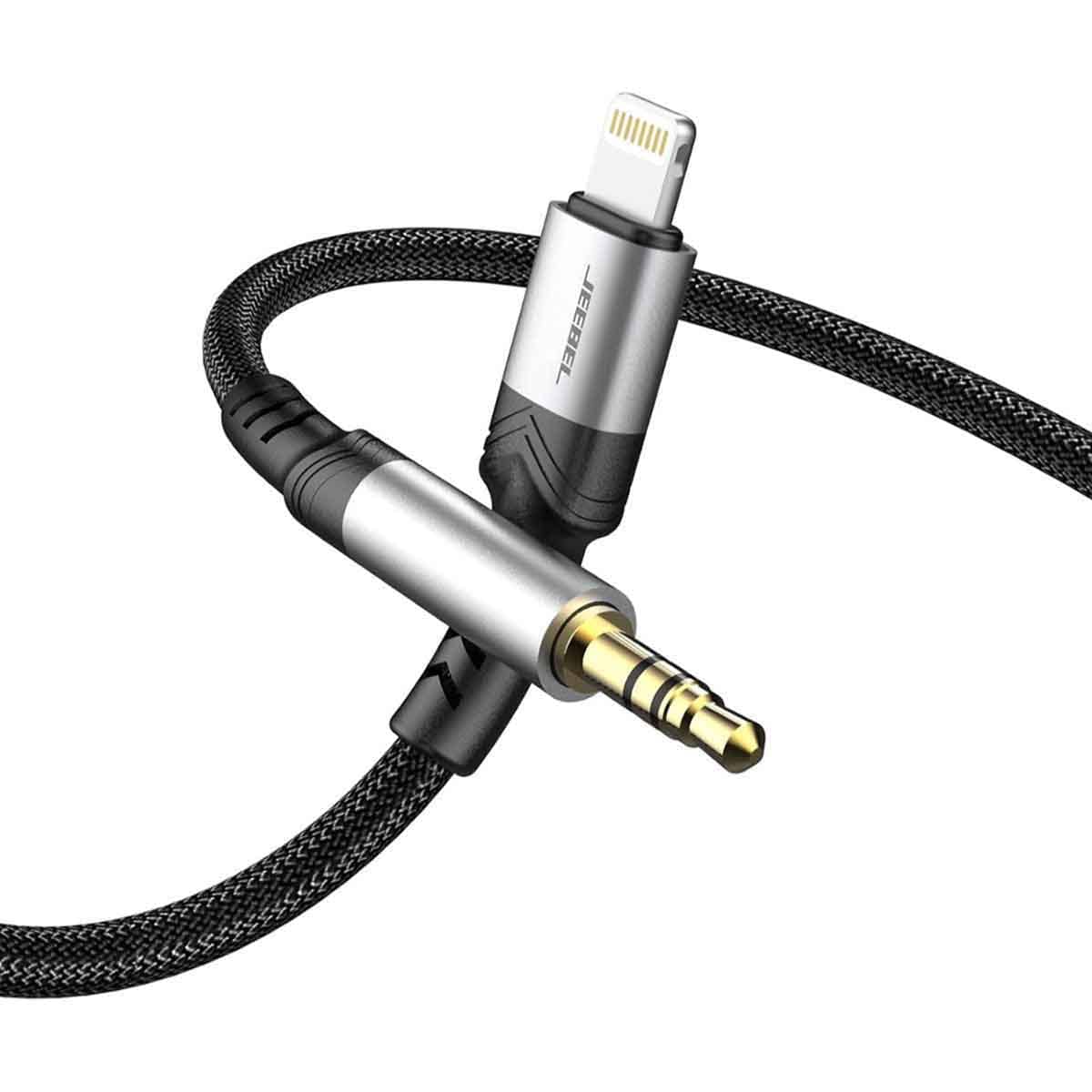 Jeebel Black 1.2m Lightning To 3.5mm MFi Certified Aux Cable