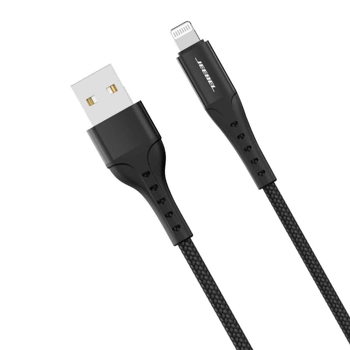 Jeebel Black 1.2m USB To Lightning Braided Cable