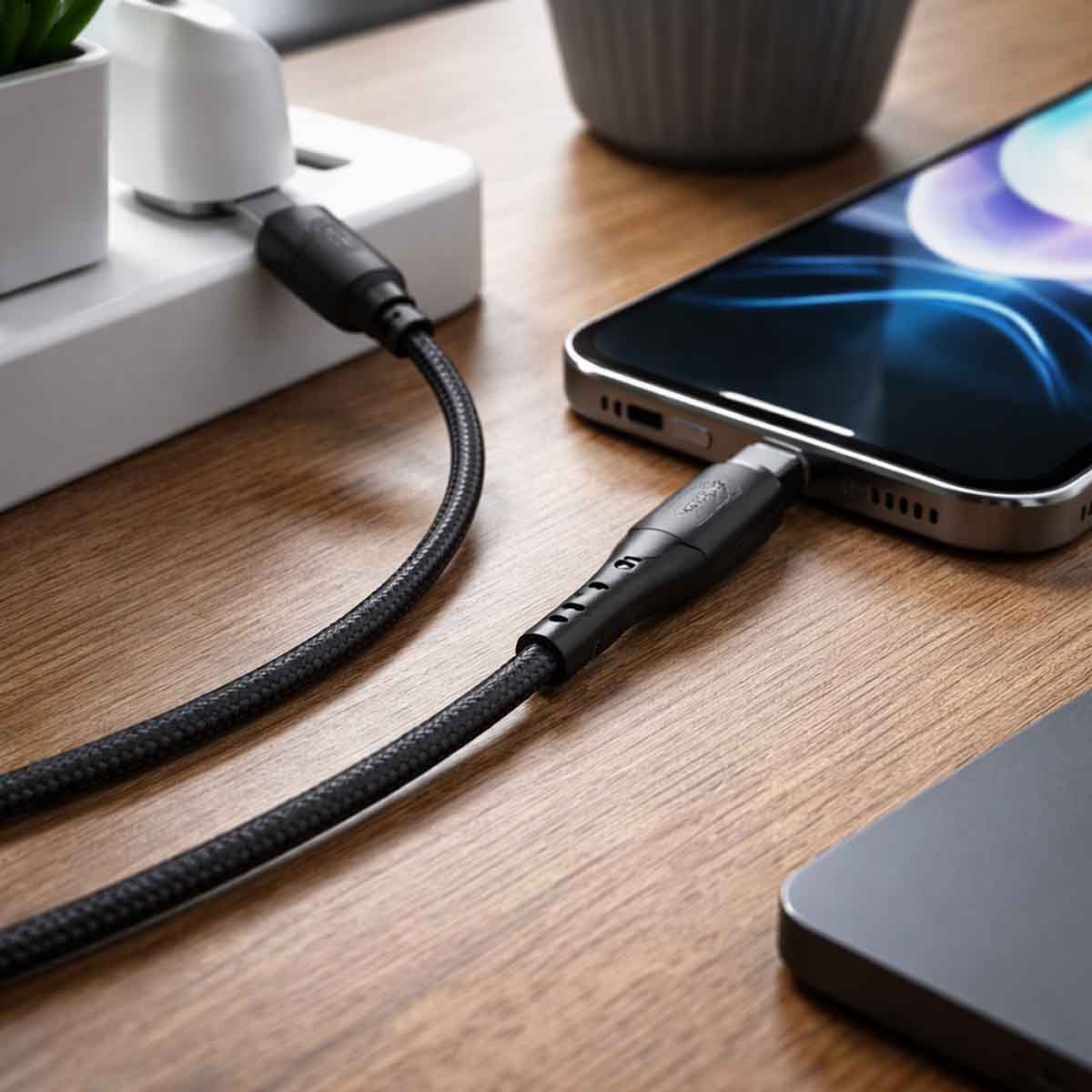 جيبل كابل USB إلى لايتنينغ مضفر بطول 1.2 متر باللون الأسود