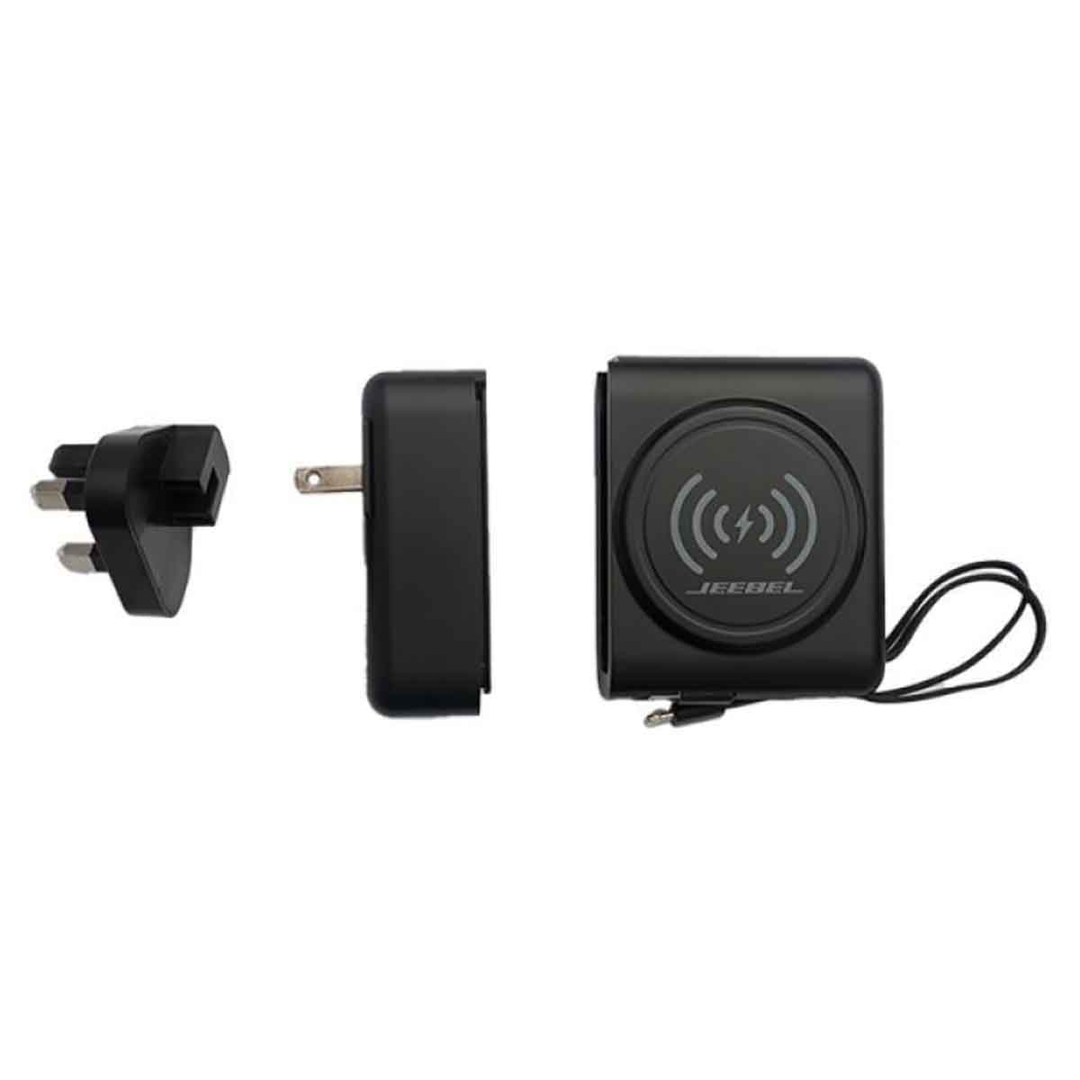 Jeebel Black 10000mAh Magnetic Wireless Power Bank & Type-C Wall Charger with Lightning Cable